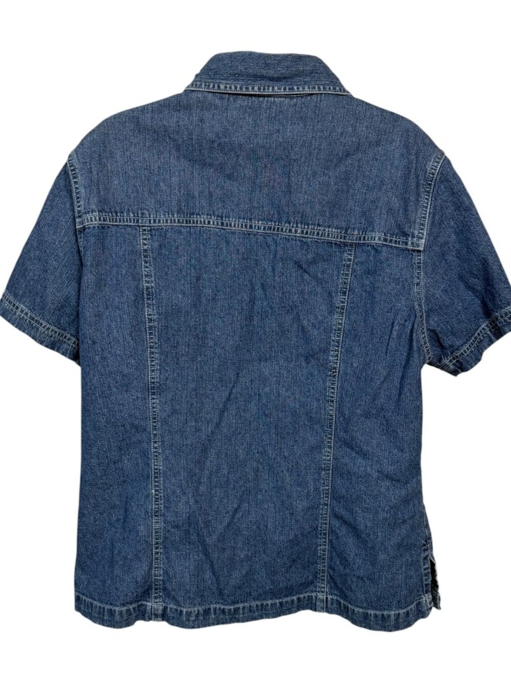 Unbranded Denim Button Front Short Sleeve Shirt Jacket Est XL Snap Front Casual - Picture 4 of 7